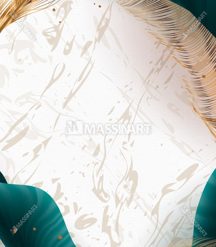 Detalle mármol fluido y plumas estilizadas — cuadro decorativo — Massinart