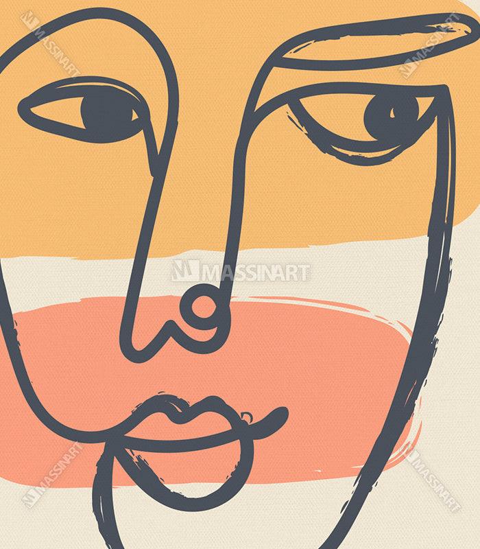 Cuadro flor jarrón line art minimalista en tonos beige y terracota — Massinart
