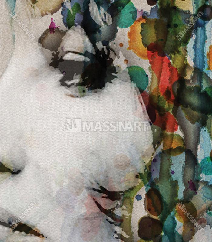 Cuadro Watercolor Woman Portrait Massinart — embalaje envío listo para colgar